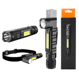 4 x RAW Customer Returns SuperFire flashlight with magnet, flashlight LED rechargeable work light flashlight 90 degrees, 5 light modes with red light rechargeable IP44 waterproof for hiking outdoor emergencies camping - RRP €79.96