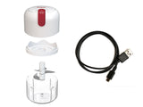 3 x RAW Customer Returns BEPER P102ROB050 USB rechargeable food chopper, Mini Food Processor, 250 ml capacity, 3.7V power, 3 stainless steel blades, rechargeable battery, Red White - RRP €44.4