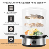 1 x RAW Customer Returns Aigostar steamer with timer 9L, 3-tier stacking baskets rice bowl, 800W electric steamer, automatic switch-off, stainless steel BPA free, silver black. DISPOSABLE PACKAGING. - Fitfoodie Steel 30INA - RRP €35.28