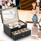 1 x RAW Customer Returns Cocoarm watch box watch case watch box watch box 20 grids watch organizer PU leather jewelry display case with velvet lining jewelry collection wristwatch box, 28.3 x 20.3 x 16.6 cm - RRP €35.49