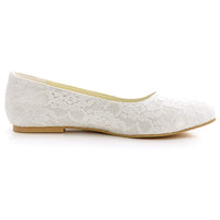 1 x RAW Customer Returns Elegantpark EP11106 Women s Lace Closed Toe Ballet Party Wedding Shoes Ivory EU 42 - RRP €54.52