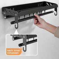 1 x RAW Customer Returns ITHKFU Kitchen Spice Rack No Drilling, Hanging Spice Rack with Rods and 10 Hooks, Kitchen Wall Shelf for Spices, Stainless Steel, for Bathroom and Kitchen, 60cm, Black - RRP €31.99