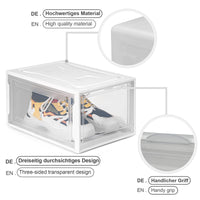 1 x RAW Customer Returns Yorbay shoe box, set of 3, stackable shoe organizer, plastic box with transparent door, reusable shoe storage, 37 x 26 x 20 cm, for shoes up to size 48, white - RRP €39.31