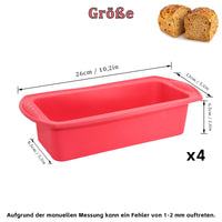 9 x Brand New NUWIQ Set of 4 silicone baking tins, bread baking tins, 26 x 13 x 6.5 cm, for bread and pastries, red - RRP €95.13