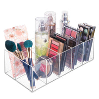 1 x RAW Customer Returns mDesign Cosmetic Organizer - 6 Compartment Box for Organizing Makeup, Bottles and Other Bathroom Accessories - Transparent - RRP €22.36