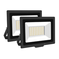 1 x RAW Customer Returns SKYWORLD 50W LED outdoor spotlight, 2 pieces, 5000LM LED floodlight, 4000K warm white outdoor spotlight, IP66 waterproof LED outdoor light floodlight for backyard, garage, hallway, garden - RRP €30.99