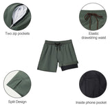 1 x RAW Customer Returns Arcweg Swimming Trunks for Men with Compression Liner 2 in 1 Breathable Swimming Shorts Men Elastic Training Shorts Adjustable Drawstring with Zip Pockets Military Green M - RRP €24.99