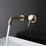 1 x RAW Customer Returns Kelelife Wall Mounted Brass Bathroom Sink Faucet Wash Basin Mixer Tap Brushed Gold - RRP €79.99