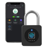 1 x RAW Customer Returns Fingerprint Padlock, Eseesmart Fingerprint Lock, Bluetooth Fingerprint IOS Watch, Waterproof Padlocks for Gym, Luggage, Warehouses, Cargo Car, Garage, Locker - RRP €38.99