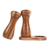 1 x RAW Customer Returns DeroTeno salt and pepper mill set with mill bowl, set of 2 salt and pepper mills with ceramic grinder, acacia wood, height 15.5 cm, 6 cm - RRP €42.35