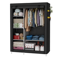 1 x RAW Customer Returns UDEAR Wardrobe Folding Closet Laundry Cabinet Clothes Storage Organizer Canvas 105 45 170 cm Black - RRP €39.52