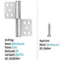 1 x RAW Customer Returns 2 pieces 304 stainless steel hinges connectors - MOUNTAIN ARK door hinge 360 degree opening angle 132x100x18mm hinged hinge, flag hinges for indoor and outdoor metal and wooden doors - RRP €19.15