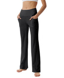 1 x RAW Customer Returns LaiEr Women s High Waisted Side Pockets Flared Yoga Pants, Black, M - RRP €31.12