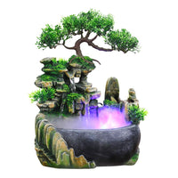 1 x RAW Customer Returns Indoor fountain with LED lighting, table fountain waterfall with mist, garden aquarium resin desktop fountain, Zen light indoor fountain with plants, humidifier gift decoration 20 x 20 x 13 cm - RRP €58.93