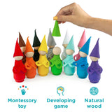 1 x RAW Customer Returns Ulanik Large plug-in dolls in cups with hats and scarves Montessori toys from 3 years Waldorf dolls sensory wooden games for learning colors 12 dwarves - RRP €30.0