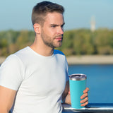 1 x RAW Customer Returns Livole thermal mug 20oz 600ml for men, women, car mug, coffee mug to go, stainless steel mug with straw and lid, double-walled vacuum drinking cup, camping mug cup for coffee, turquoise - RRP €16.64