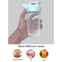 1 x Brand New YAYAYOUNG Protein Shaker Bottle 500 ml Leak-proof, BPA Free, Protein Shaker for Supplement Shakes with Sieve Scale, Fitness Mixer for Creamy Whey Protein Powder Shakes, Gray White 2PCS  - RRP €10.07