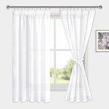 1 x RAW Customer Returns DWCN Voile Curtains with Ruffle Tape Linen Look 2 Pieces Semi-Transparent Curtains for Living Room, Sheer Curtains, White, 175 x 140 cm Height x Width  - RRP €24.19