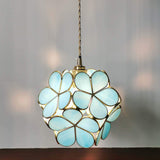 1 x RAW Customer Returns BIEYE L30747 Cherry Blossom Tiffany Style Stained Glass Ceiling Light with 21cm Wide Lampshade Light Blue  - RRP €99.0