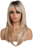 1 x RAW Customer Returns HAIRCUBE Long Blonde Wigs for Women Synthetic Hair Wig with Fringes Ombre Color with Dark Roots - RRP €30.41