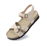 1 x RAW Customer Returns Wuyaraymia Women Sandals Summer PU Leather Flat Shoes Comfort Walking Summer Shoes Beige 36 EU - RRP €60.0