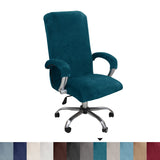 1 x RAW Customer Returns Bestenrose Elastic Velvet Plush Chair Covers Office Chair Cover Office Computer Chair Covers with Armrest Universal Chair Covers Office Chair Cover for Office Chair Cover Malachite Blue, XL  - RRP €22.12