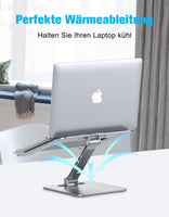 1 x RAW Customer Returns Babacom Laptop Stand Height Adjustable, Foldable Laptop Stand Made of Aluminum Alloy Ergonomic, Ventilated Laptop Stand Compatible with MacBook Air, Pro, Samsung, All Laptops 10-16 Silver  - RRP €24.99