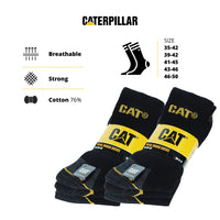 1 x RAW Customer Returns Caterpillar 6 Pairs Half Calf Work Socks - Safety Shoes - Reinforced Heel Tip - Terry Cotton - Suitable for Steel Toe Shoes - Black - RRP €19.82