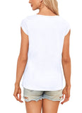 1 x RAW Customer Returns NARRAME Women s V-Neck Cap Sleeve T-Shirt Tank Top White Summer Casual Loose Blouses for Women XL - RRP €21.73