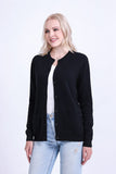 1 x RAW Customer Returns SMILING PINKER Women s Cardigan Long Sleeve Round Neck Sweater Jacket with Buttons and Pockets Black, S  - RRP €31.99