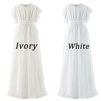 1 x RAW Customer Returns Aibaowedding Boho Long Children s Chiffon Dress with Tie Belt and Short Butterfly Sleeves Vintage Chic A-Line Communion Dresses Bridesmaid Dresses Flower Girl Dresses for Girls White, 10  - RRP €38.32