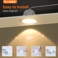 1 x RAW Customer Returns ALUSSO recessed spotlights LED dimmable 6W, 540lm glare-free recessed lights, LED ceiling spots 3000K warm white 4000K neutral white 6500K cold white, white gold LED spots 230V for kitchen, living room, set of 6 - RRP €50.32