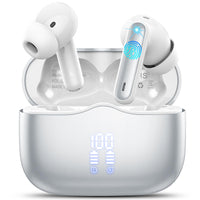 1 x RAW Customer Returns xinwld Bluetooth Headphones, Headphones Wireless Bluetooth 5.3 In Ear Headphones with 4 ENC Noise Cancelling Mic, Wireless Headphones Deep Bass Wireless Earbuds 40Hrs, IP7 Waterproof Earbuds, Silver - RRP €23.18