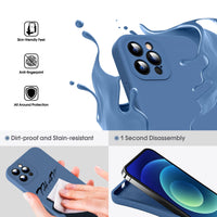 1 x RAW Customer Returns Supdeal Liquid Silicone Case for iPhone 12 Pro, Camera Protection Anti Fingerprint Wireless Charging Liquid Silicone Mobile Phone Case Protective Cover, Built-in Microfiber Case Cover, 6.1 , Blue - RRP €15.99