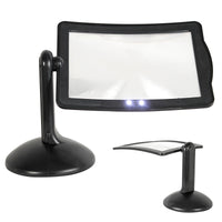 1 x RAW Customer Returns FISHTEC - Large Reading Magnifier 360 LEDs - Hands-free Stand, Rotating Lens, 3x Magnification, 2 LEDs, for Reading, Manicure, Small Work, Sewing, Stamps and Banknotes - Black - RRP €20.4