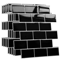 1 x RAW Customer Returns Yoillione Upgrade Thicker 3D Tile Stickers for Bathroom Kitchen, Adhesive Tiles Vinyl Tiles Self-Adhesive Tile Film, Black PVC Metro Tiles Self-Adhesive Tile Decoration 5 Sheets - RRP €27.22