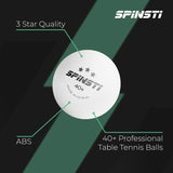 11 x Brand New SPINSTI 12 White Table Tennis Balls, 3 Star ABS Quality, 40 Professional White Balls for Indoor and Outdoor Sports. Spherical, celluloid-free design for improved performance - RRP €93.39