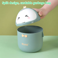 1 x RAW Customer Returns SYULCR Mini Desktop Trash Can with Lid, Portable Cute Cartoon Style Trash Can, for Bathroom, for Bedroom, Living Room Green  - RRP €8.99