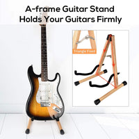 2 x RAW Customer Returns LEKATO Wooden Guitar Stand, Acoustic Guitar Stand, Hardwood Floor, Guitar Bass Stand for Electric Guitar, Bass, Cello, Banjo, Mandolin, Ukulele, Real Wood - RRP €57.98