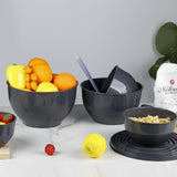 1 x RAW Customer Returns Greentainer salad bowl set with lid, mixing bowls set made of plastic, stackable nesting bowl set for the kitchen, large bowl set, serving bowls ideal for mixing and serving, BPA-free gray  - RRP €24.99