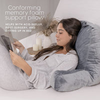 1 x RAW Customer Returns Milliard Back Cushion, Reading Pillow Support Pillow with Shredded Memory Foam Filling - Ideal for Back Support While Reading or Playing Video Games Standard Gray  - RRP €45.37