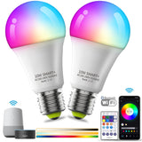 1 x RAW Customer Returns Pack of 2 WLAN lamps Alexa light bulb E27 dimmable, 10W smart LED bulb RGB color change with remote control and app control, Bluetooth light bulb compatible with Google Home, no hub required - RRP €25.99