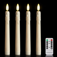 1 x RAW Customer Returns Yunsheng 4 pieces LED stick candles with remote control and timer, battery-operated flickering dimmable warm white flameless tapered candles, window candles with drip wax look, 3D wick light, Christmas decoration - RRP €16.98