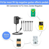 1 x RAW Customer Returns TKDY Guitar Effects Pedal Power Supply Adapter 9V 1.5A 13.5W Wall Charger Tip Negative 5.5 2.1mm with 5 Way Daisy Chain Cables - RRP €16.13