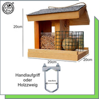 1 x RAW Customer Returns STAFECO bird feeder bird house for balcony weatherproof bird feeder handmade from natural wood bird house to hang in the garden and balcony garden birds classic balcony  - RRP €34.88