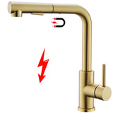 1 x RAW Customer Returns Tohlar low pressure kitchen faucet gold, golden kitchen faucet extendable low pressure with magnetic shower, stainless steel kitchen faucet 3 connections, 2 jet types low pressure sink faucet 360 rotatable - RRP €80.66