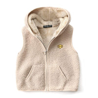 2 x Brand New Happy Cherry Vest Children s Fleece Vest Boys Jacket Girls Hooded Vest Sleeveless Winter Jacket Transition Jacket Unisex Fleece Vest-Beige-90cm - RRP €63.38