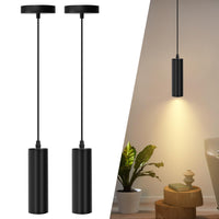 1 x RAW Customer Returns Aigostar Pendant Light, Black Metal Hanging Lamp, Modern Cylindrical Pendant Light, 2 Pieces, Without Bulb GU10  - RRP €33.99