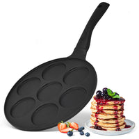 1 x RAW Customer Returns joeji s Kitchen Pancake Crepe Pan with 7 Cavities Lightweight - 26.5 cm Non-Stick Cast Aluminum - Induction - Multipurpose Pancake Pan Fried Egg 7 Holes  - RRP €34.98