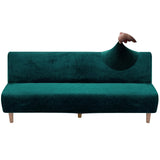 1 x RAW Customer Returns Jaotto Sofa Cover Without Armrests 2 3 Seater, Sofa Throws Armless Sofa Bed Cover Jacqaurd Stretch Waterproof Washable, Sofa Throw Sofa Cover for Clic Clac Folding Couch without Armrests, Velvet Dark Green - RRP €34.99